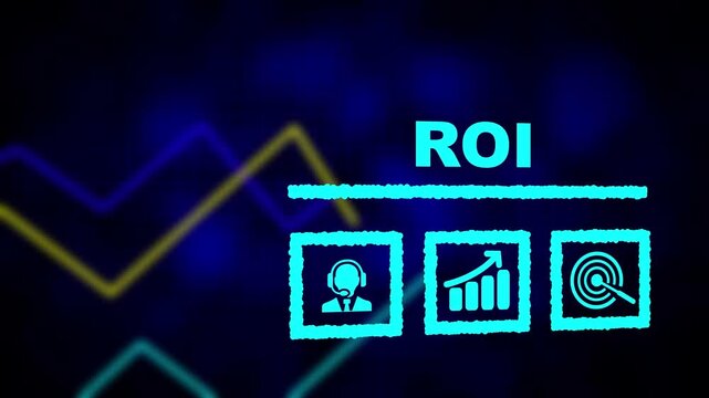 Businessman pressing a Business Return on investment concept, Graph displaying candlesticks and lines representing business concept of trading finance, Business technology background.