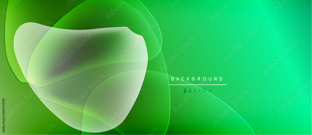 Poster abstract green background. overlapping shapes create dynamic visual effect. modern design suitable f