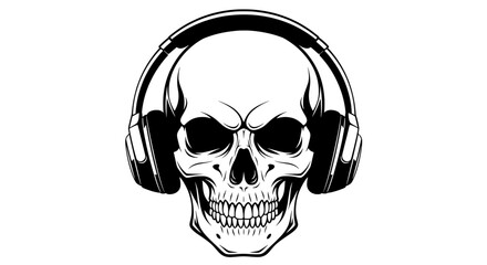 Skull with Headphones – Music DJ Skull Art Logo
