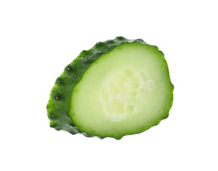 Slice of fresh cucumber isolated on white