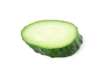 Slice of fresh cucumber isolated on white