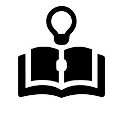 An open book with a lightbulb above it symbolizes the power of knowledge and the spark of new ideas