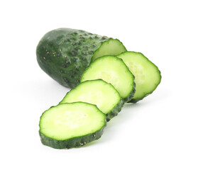 Slices of fresh cucumber isolated on white