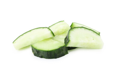 Slices of fresh cucumber isolated on white