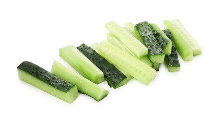 Slices of fresh cucumber isolated on white