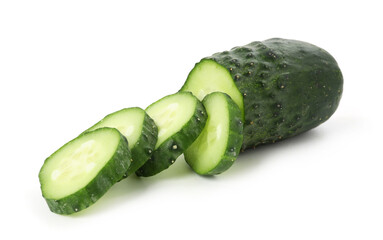 Slices of fresh cucumber isolated on white