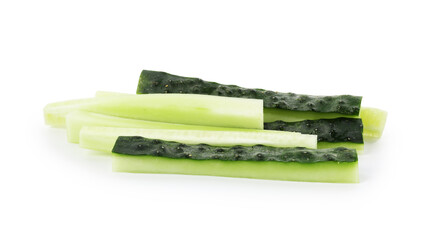Slices of fresh cucumber isolated on white