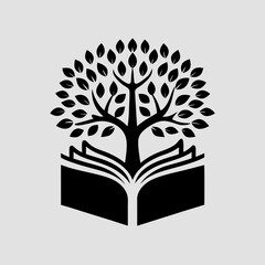 A stylized tree emerges from an open book, symbolizing the growth of knowledge and learning