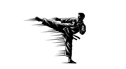 Fototapeta premium Martial Arts Kick – Dynamic Karate Fighter Silhouette 