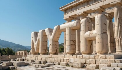 Obraz premium Mythological Concept in Ancient Architecture with Modern Interpretation