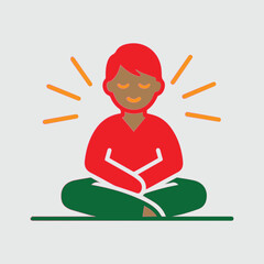 Person meditating with eyes closed and radiating energy