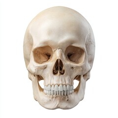 Human skull front view isolated on white background