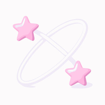Orbiting Pink Stars in Minimal Pastel 3D Style