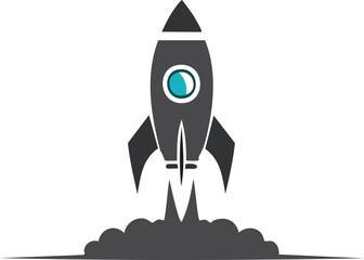 Obraz premium rocket launch icon silhouette vector illustration.rocketship, launch, start, business strategy, ship, outline, spaceship, illustration, technology, design, sign, symbol, vector, beginnings,