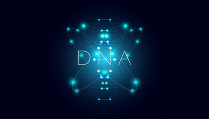A captivating digital illustration of DNA structure with glowing elements representing genetic information.The future of medicine, biotechnology and analytics through the codes in humans