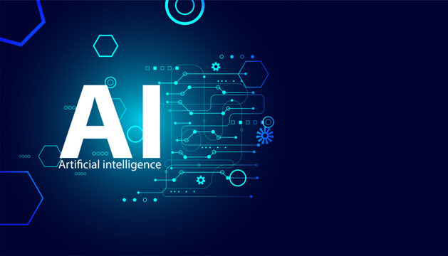 Abstract representation of artificial intelligence with digital elements, glowing patterns, and blue tones, symbolizing innovation and technology advancements.