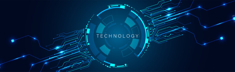 Obraz premium A futuristic technology background featuring abstract circuits and glowing elements, perfect for digital media, innovation, and design projects.