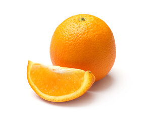 Whole and piece of orange isolated on white