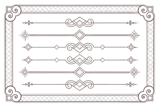 Elegant Art Deco Decorative Set: Vintage 1920s Geometric Frame & Dividers