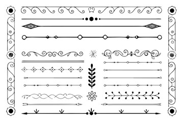 The Ultimate Decorative Divider & Border Collection: Versatile Vintage & Geometric Hand-Drawn Lines

