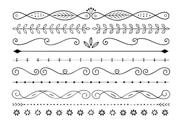 Hand-Drawn Rustic Divider Collection: Boho Doodle Lines & Floral Flourishes

