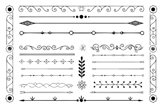 The Ultimate Decorative Divider & Border Collection: Versatile Vintage & Geometric Hand-Drawn Lines

