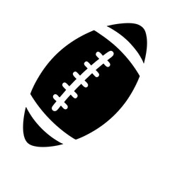 Stylized black and white image of an American football with white laces