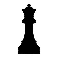 Silhouette of a chess queen piece against a white background providing contrast