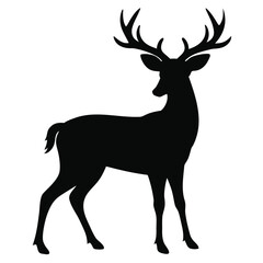 Fototapeta premium Elegant deer silhouette graphic design element for nature and wildlife themes isolated on white background