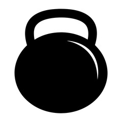 Black silhouette illustration of a kettlebell for strength and weight training