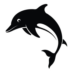 Fototapeta premium Graceful dolphin silhouette illustration in a fluid motion isolated on white background