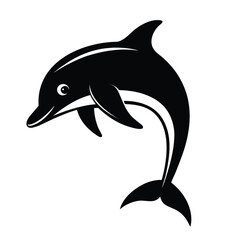 Fototapeta premium Elegant dolphin silhouette gracefully leaping isolated on a clean white background for design isolated on white background