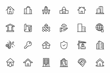  A sleek bundle illustrating modern and luxury real estate icons through continuous single-line art. Perfect for upscale branding, digital marketing, and lifestyle content