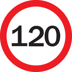 120 Km/h Speed Limit Sign Isolated On White Background Traffic Safety And road Regulation Symbol