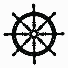 Black Ship's Wheel Silhouette helm steering
