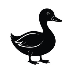 Obraz premium Simple silhouette of a duck in flight isolated on white background