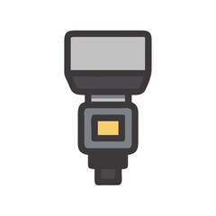 Isolated camera flash with simplistic design over black background