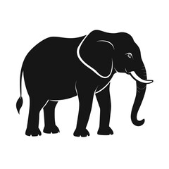 Fototapeta premium Majestic elephant silhouette facing forward isolated on white background