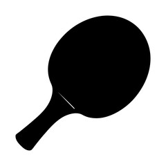 Solid black ping pong paddle with a strong handle in profile view