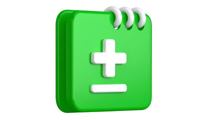 Fototapeta premium Green square notepad with plus and minus signs