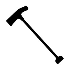 Black Silhouette of a Walking Cane on a White Background