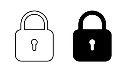 Locked icon. Padlock and Secured symbol. Closed lock