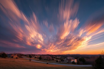 Dramatic Sunset Sky Over Suburbia.