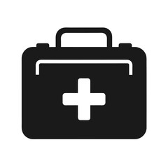 Obraz premium Silhouette of a first aid kit with essential medical supplies isolated on white background