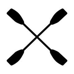 Two Black Paddles Cross to Symbolize Rowing or Boating Adventures
