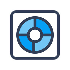 Square framed blue chart depicting data division concept