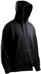 Fototapeta premium Black hooded sweatshirt with front pocket and drawstring pullover casual wear