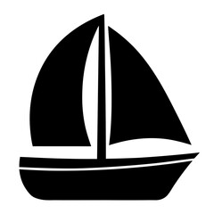 Stylized Black and White Silhouette of a Sailboat on a Calm Water Surface