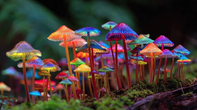 Magic Mushrooms, bunte halluzinogene Pilze, Generative AI