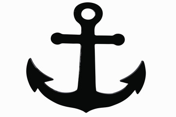 Black Anchor Silhouette on White Background nautical